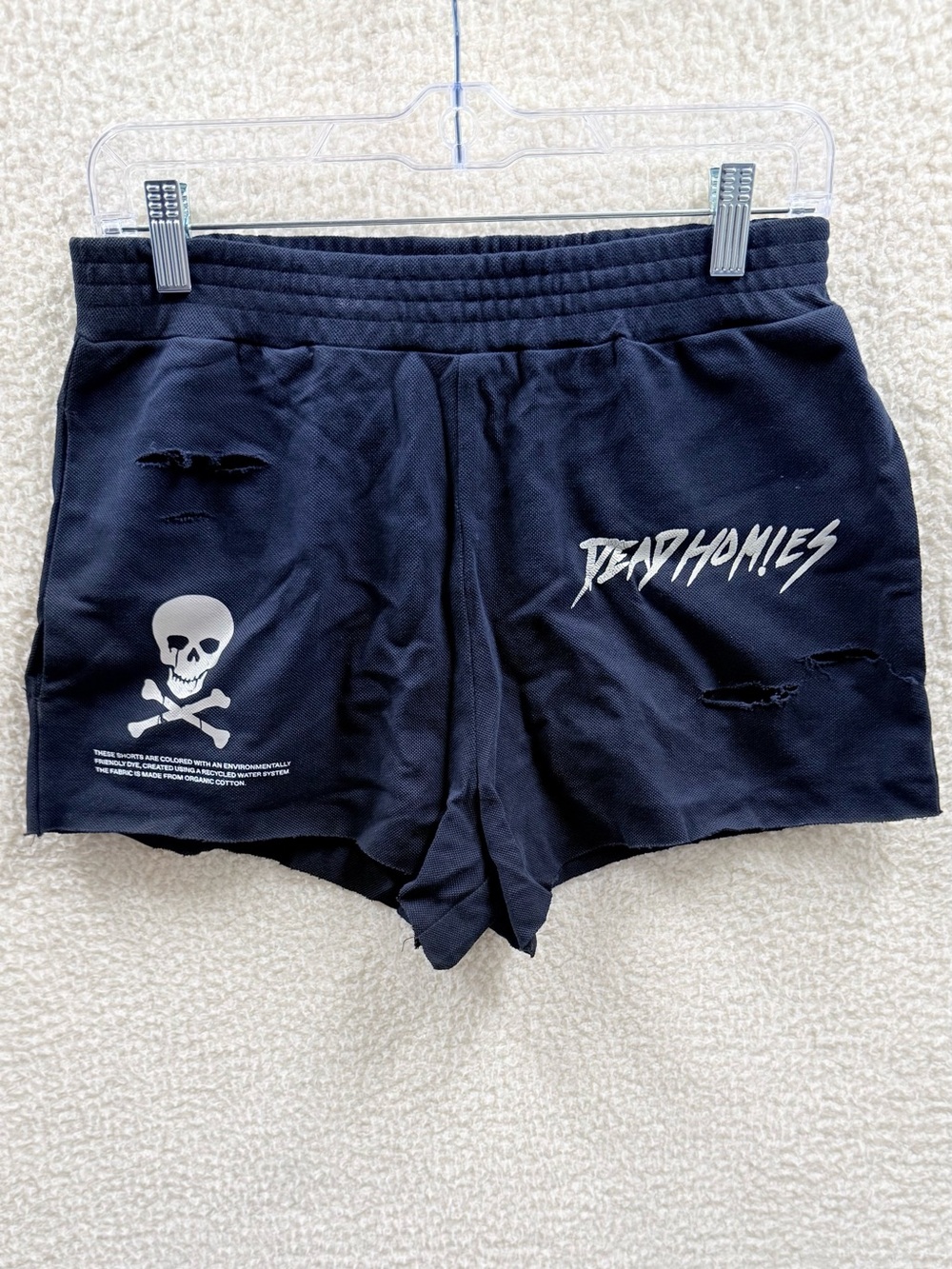 Pangaia Black Skull graphic Distressed short 100% Cotton Size M